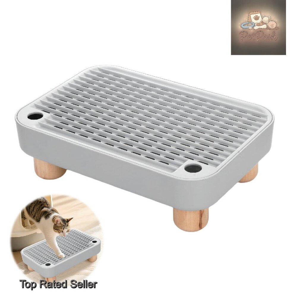 Cat Litter Box Ramp Step Stool Dual Layer Mat Filter Non-Slip Easy Clean